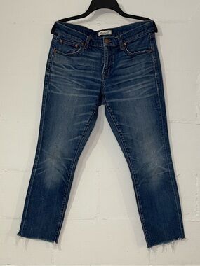 Madewell Indigo Cropped Straight Jeans with Raw Hem